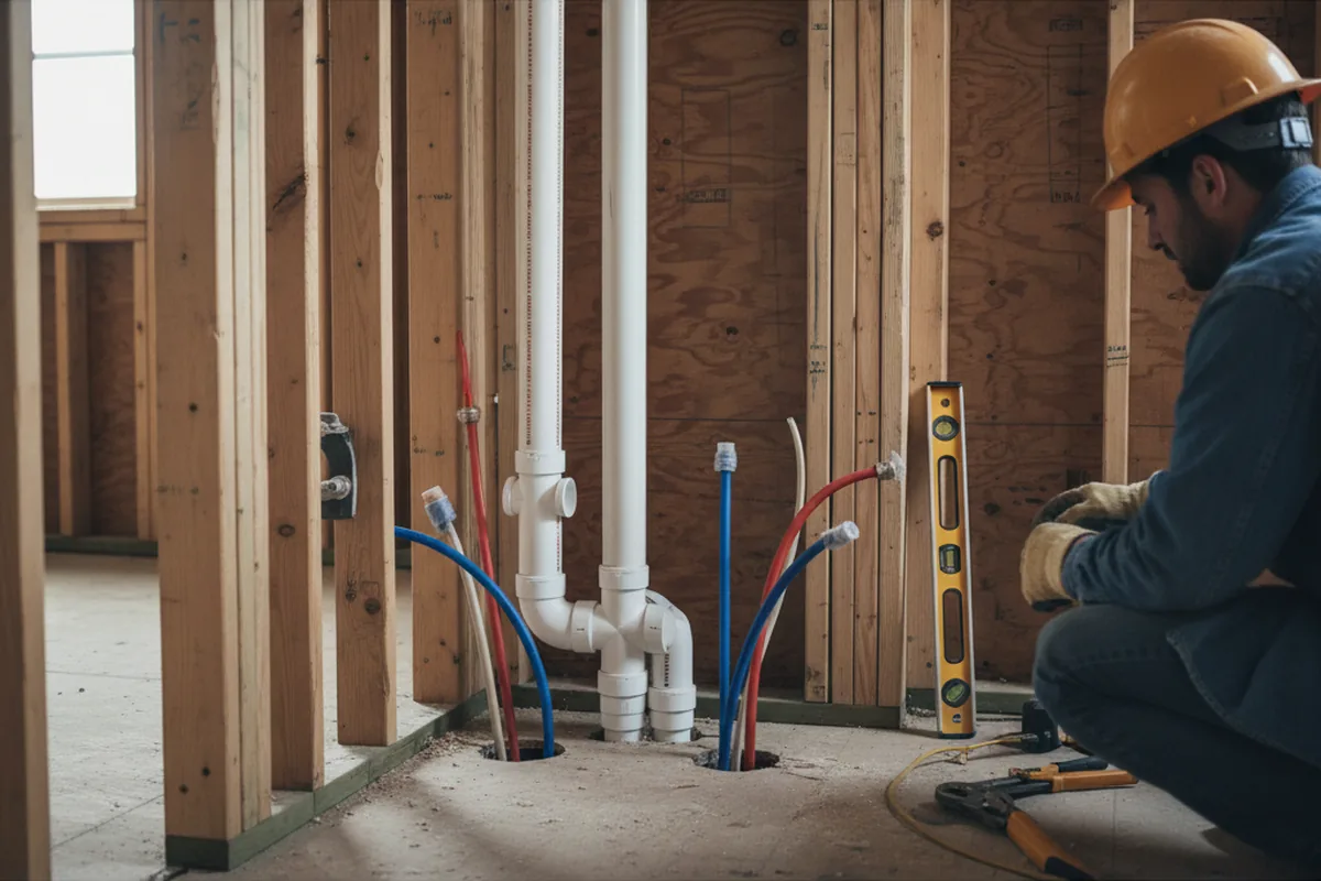 Drain and supply rough-in during Toilet Repair and Installation in Forestville